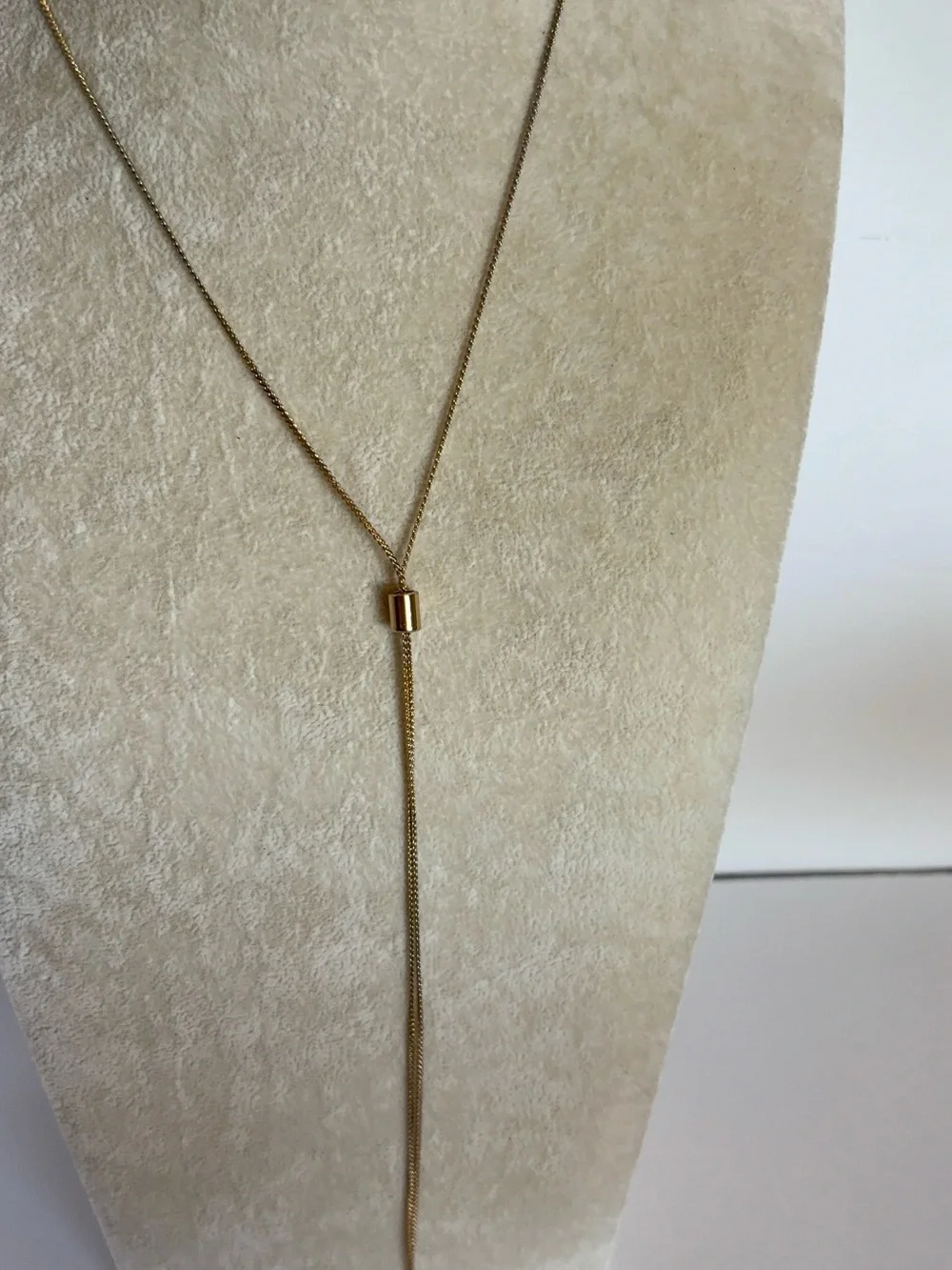 Gold Tone Bolo Y Necklace Adjustable Lariat Slider Necklace 28